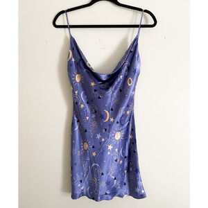 Zara Blue and Gold Celestial Mini Dress